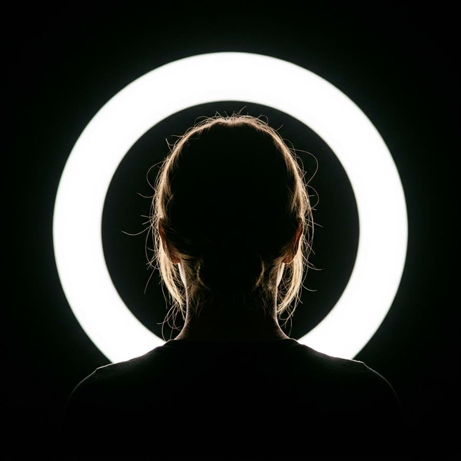 Cover art concept: Halo, a silhouette in front of a white ring light