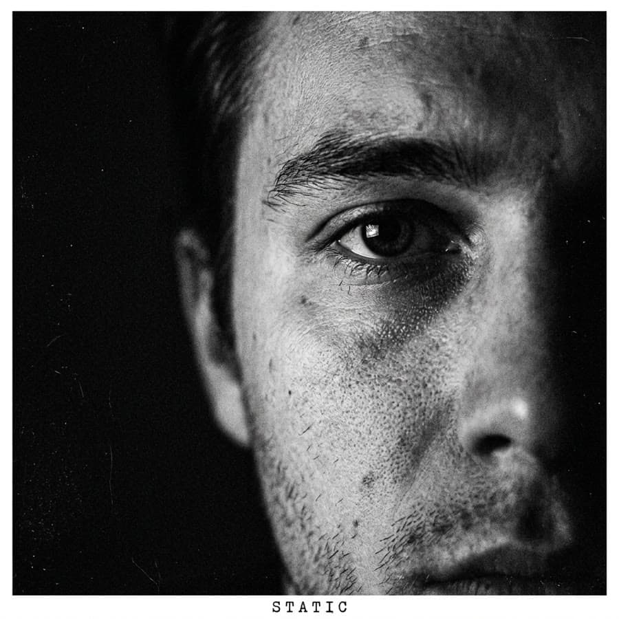 Cover art concept: Static, black and white close-up of half a face